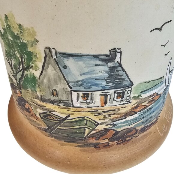 Grès de France Handpainted Stoneware Canister Schilder Coastal Cottage Pottery - Picture 2 of 16